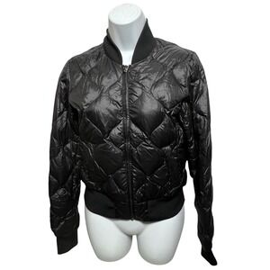 Aritzia Tna League Jacket Black Quilted Bomber Down Fill XS